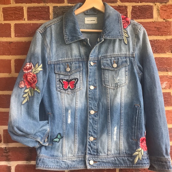 Pimkie Jackets & Blazers - Denim Distressed Jean Pimkie Patch Jacket